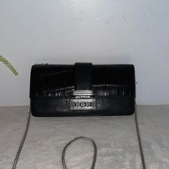 Brighton Leather Crossbody Wallet on Chain Black Small - Picture 2 of 13